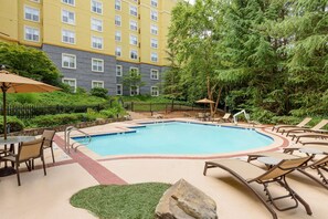Seasonal outdoor pool, pool umbrellas, pool loungers - Homewood Suites by Hilton Raleigh - Crabtree Valley (Raleigh)