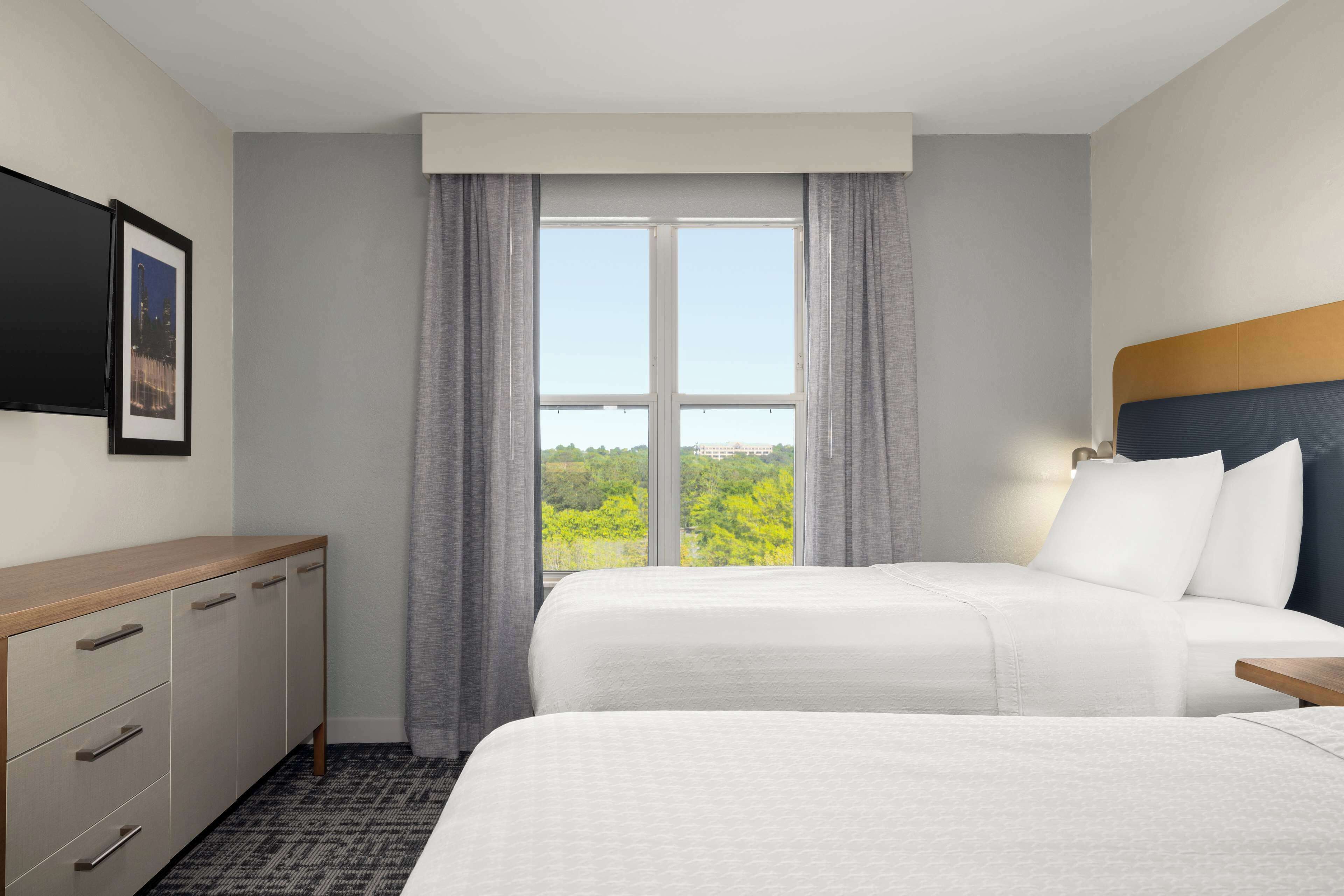 suite, 2 double beds | premium bedding, laptop workspace, blackout curtains, iron/ironing board