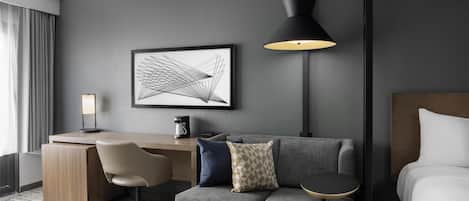 Premium bedding, down comforters, pillowtop beds, desk