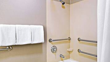 Combined shower/tub, hair dryer