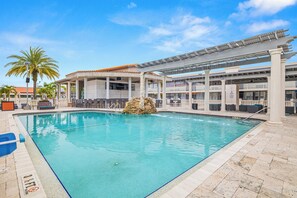 Outdoor pool, open 8:00 AM to 9:00 PM, pool umbrellas, sun loungers