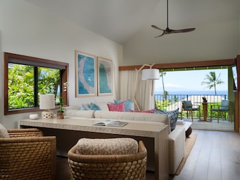 Celebration Suite, 1 Bedroom, Guaranteed High Floor, Ocean View | Living area | 40-inch LCD TV with cable channels, TV, iPod dock at Hotel Wailea, Relais & Chateaux - Adults Only