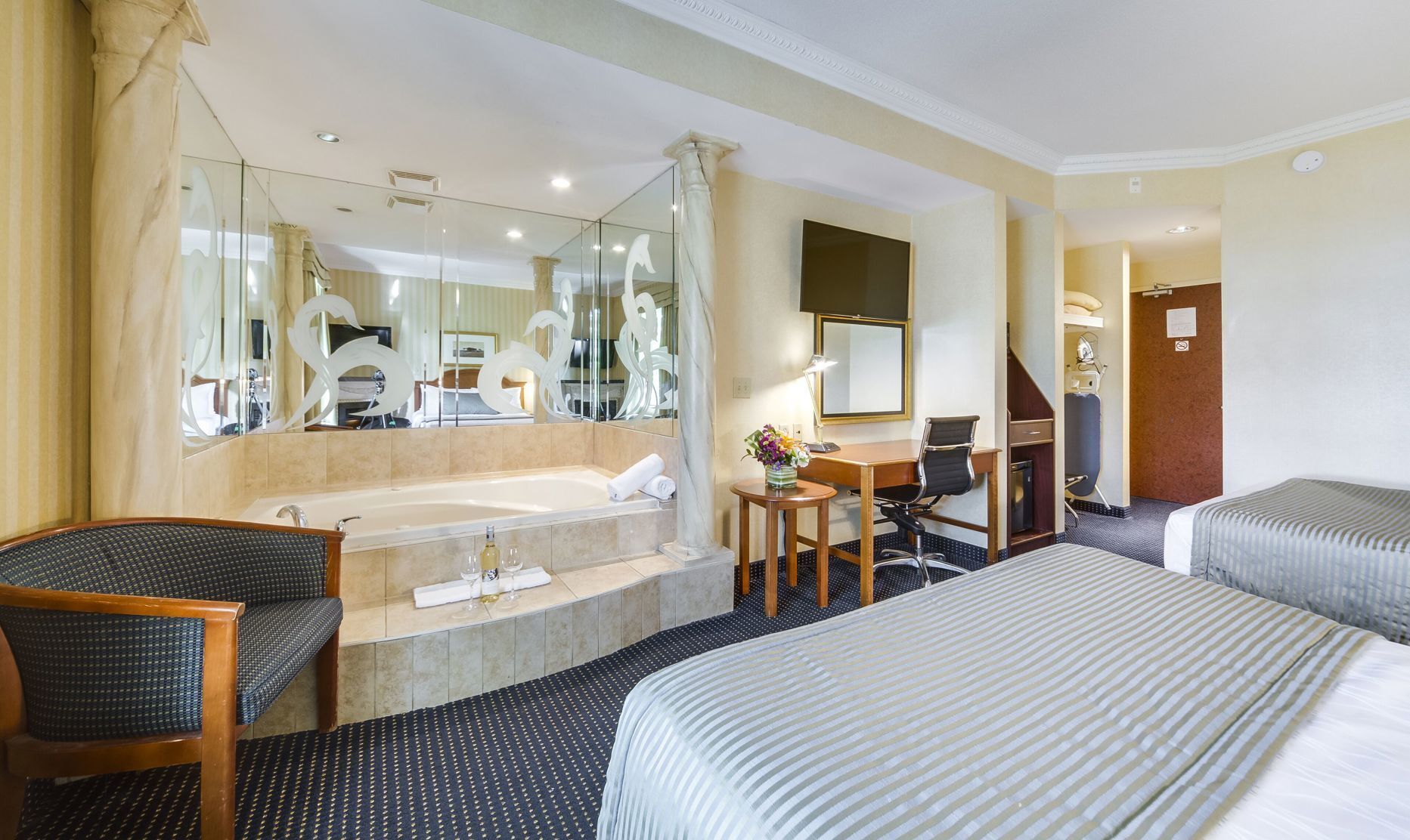 Down comforters, desk, iron/ironing board, free WiFi