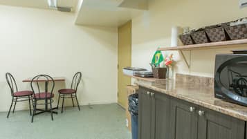 Fridge, microwave, electric kettle