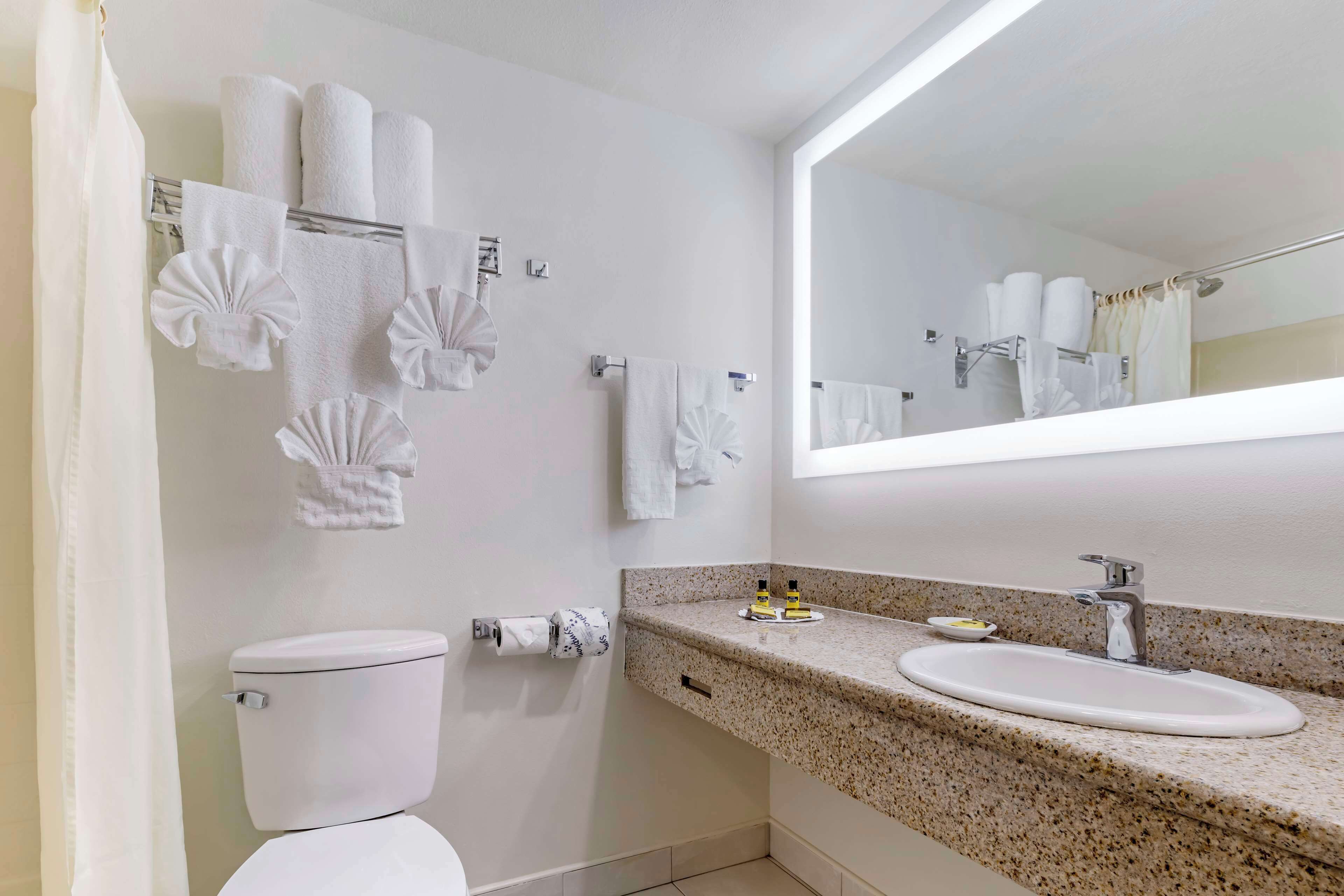 free toiletries, hair dryer, towels