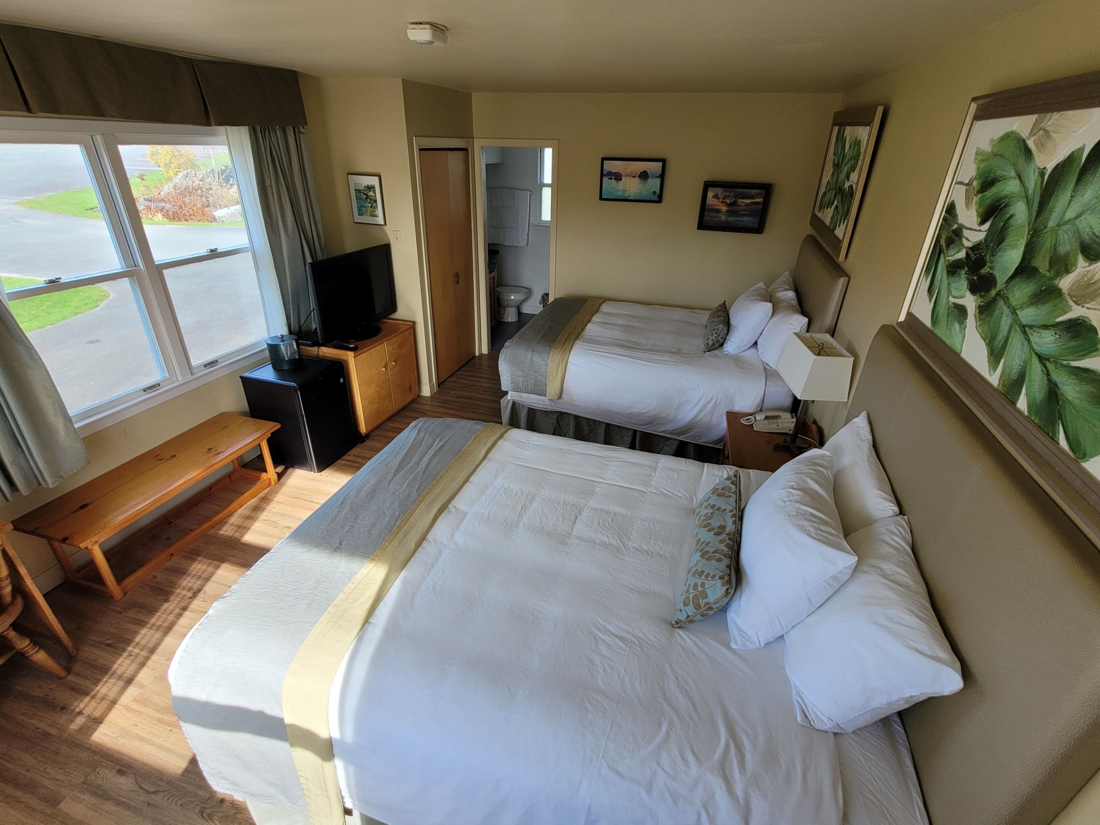 ألحفة محشوة بالريش وخزنة داخل الغرفة وستائر تعتيم ومكواة/لوح كي