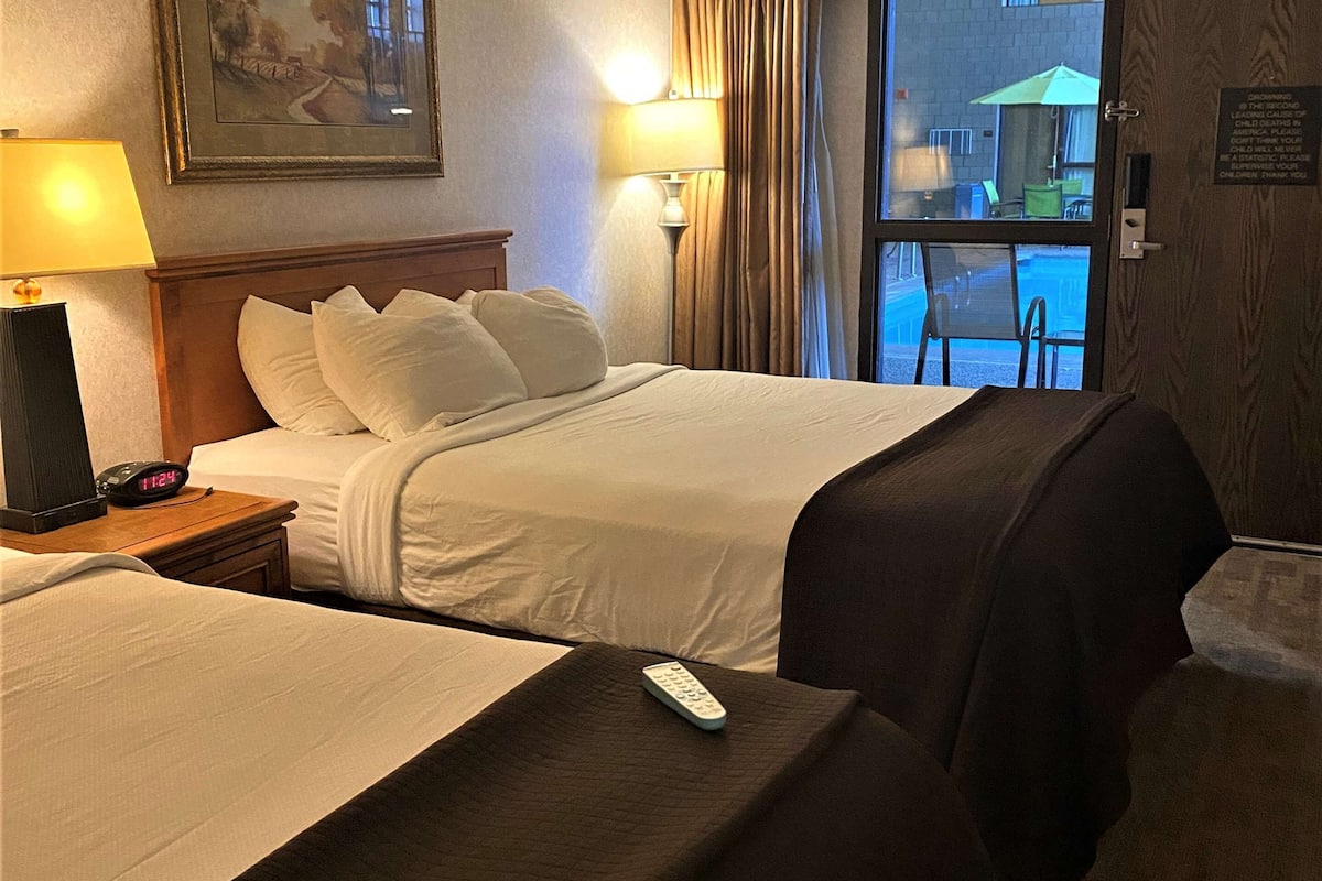 standard room, 2 queen beds, refrigerator & microwave, poolside | view from room