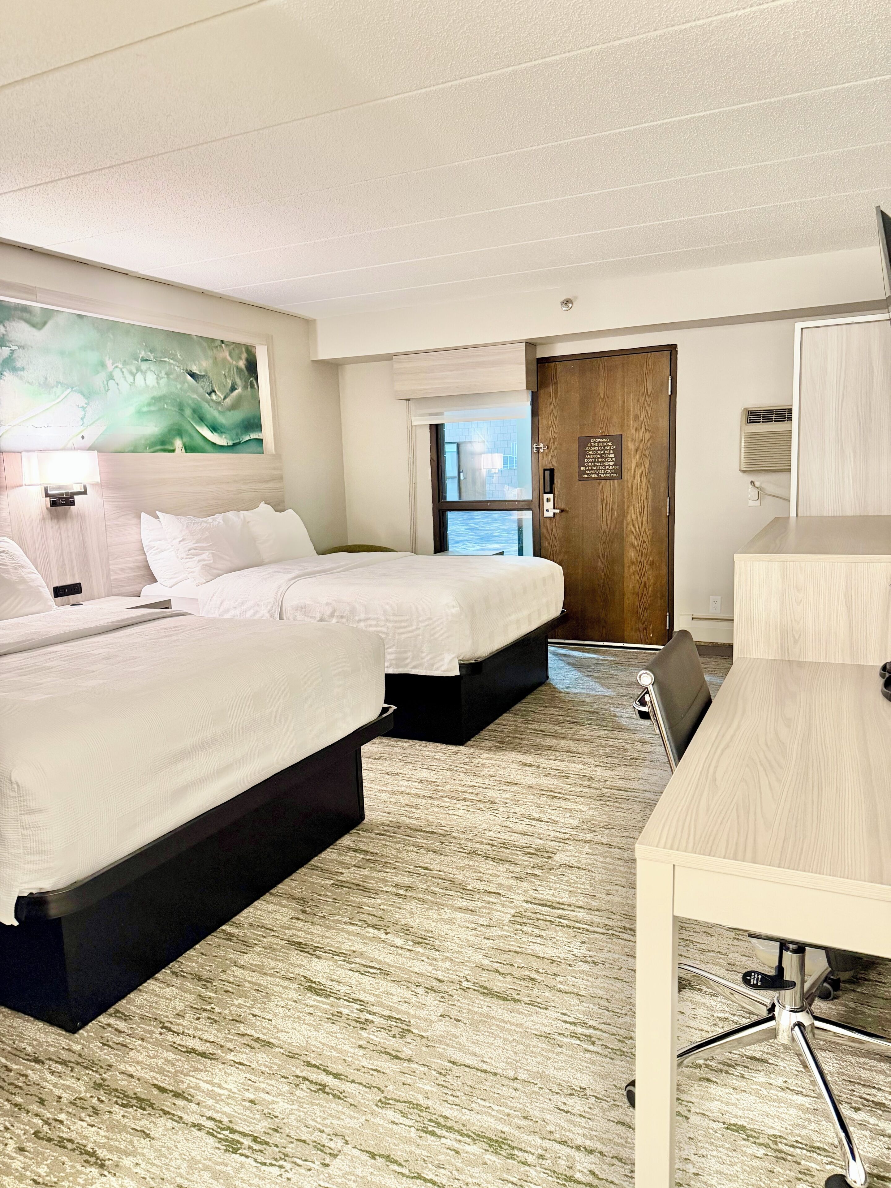 Standard Room, 2 Queen Beds, Refrigerator & Microwave, Poolside | Pillowtop beds, desk, laptop workspace, blackout drapes