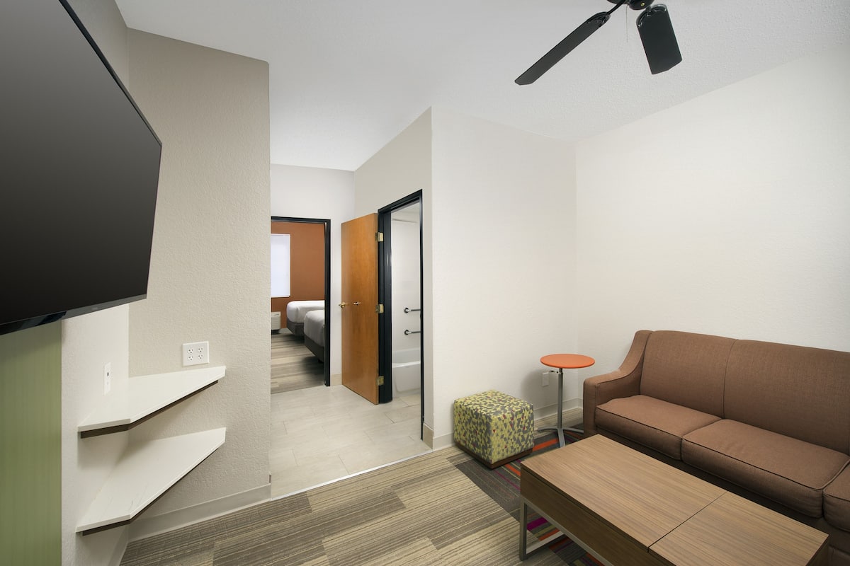 Suite, 2 Queen Beds (Mobility Accessible Tub with Sofa Bed) | Desk, blackout curtains, iron/ironing board, free WiFi