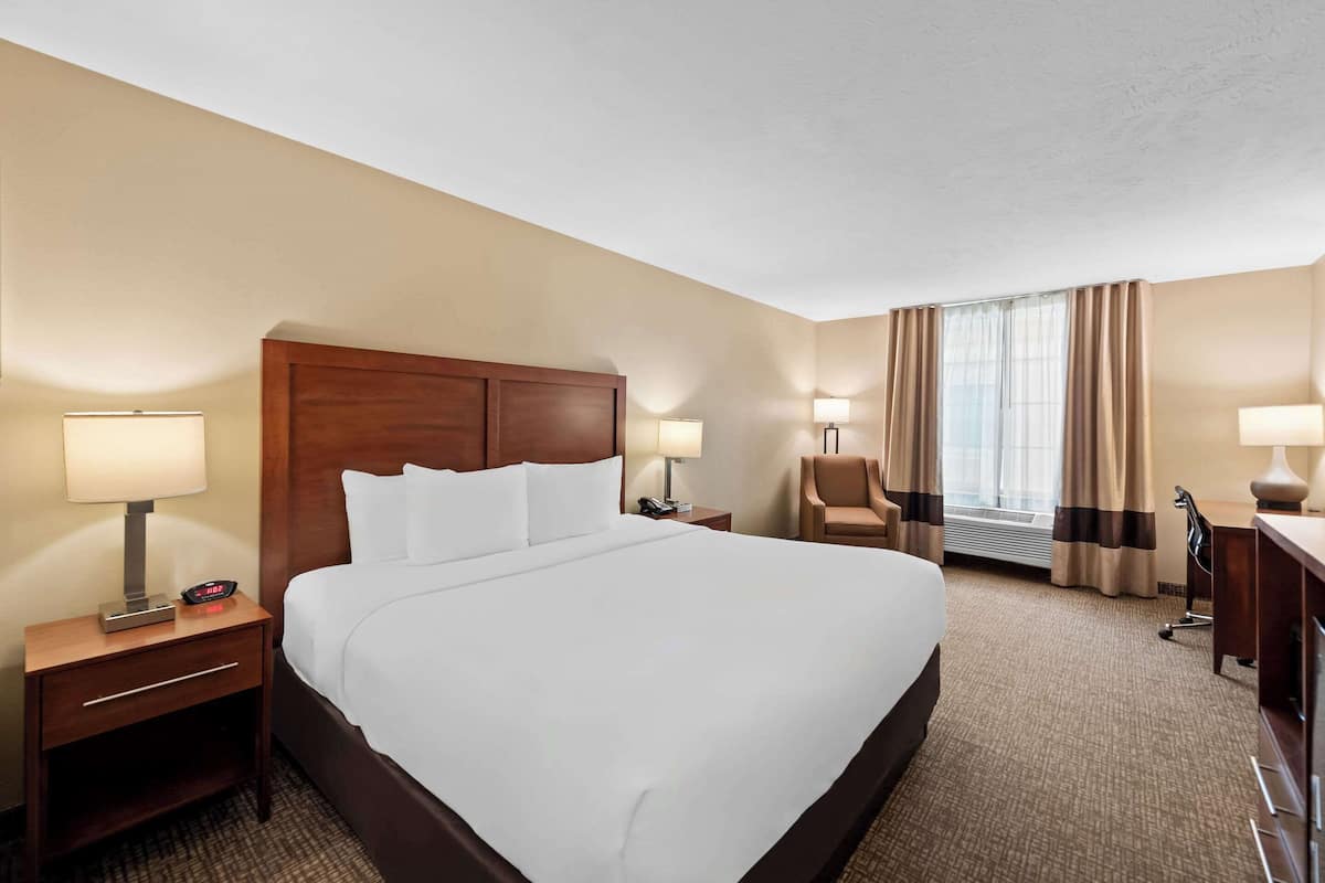Room, 1 Queen Bed, Accessible, Non Smoking (Roll-In Shower) | Desk, laptop workspace, blackout drapes, soundproofing