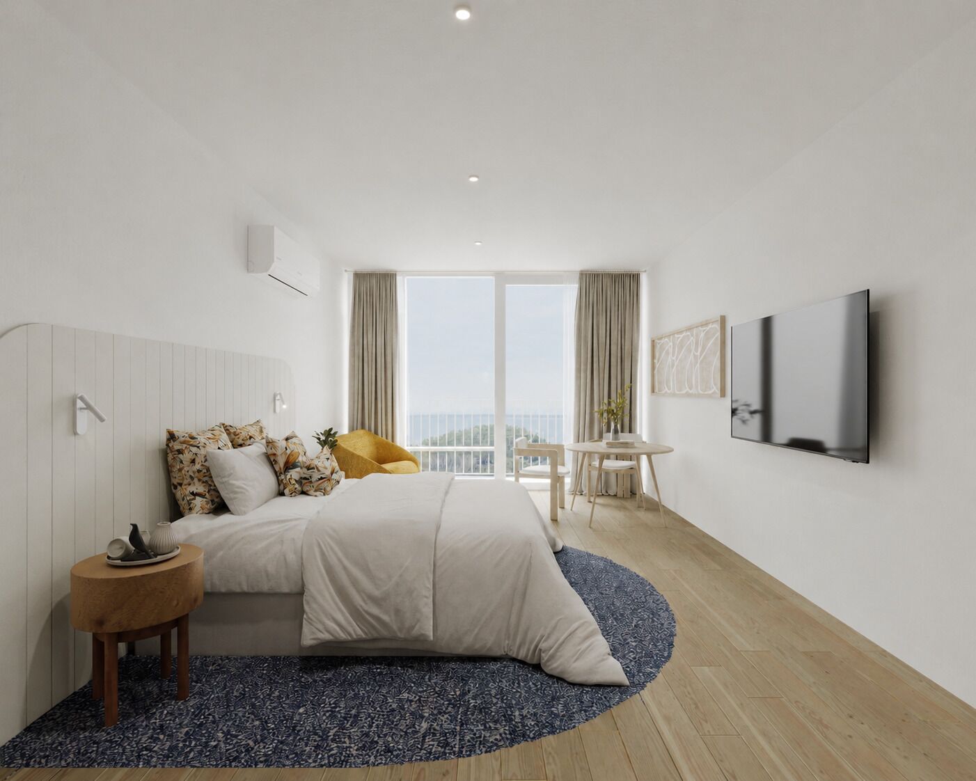 Habitación Deluxe con 1 cama matrimonial o 2 individuales, vista al océano | Wifi gratis y ropa de cama 