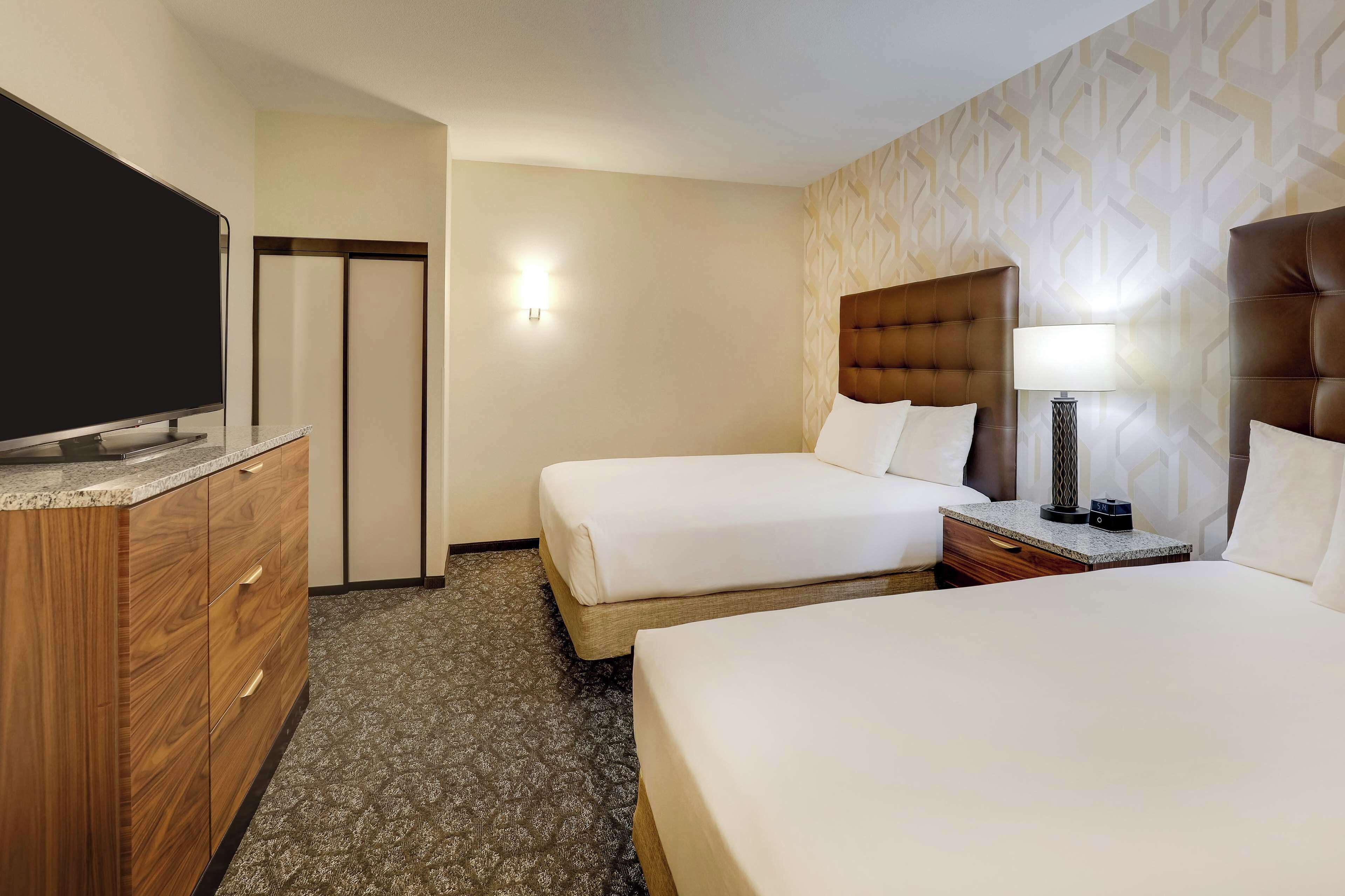Suite, 2 Queen Beds, Accessible (Sofa Sleeper, Tub, 2 Rooms) | Pillowtop beds, desk, laptop workspace, blackout drapes