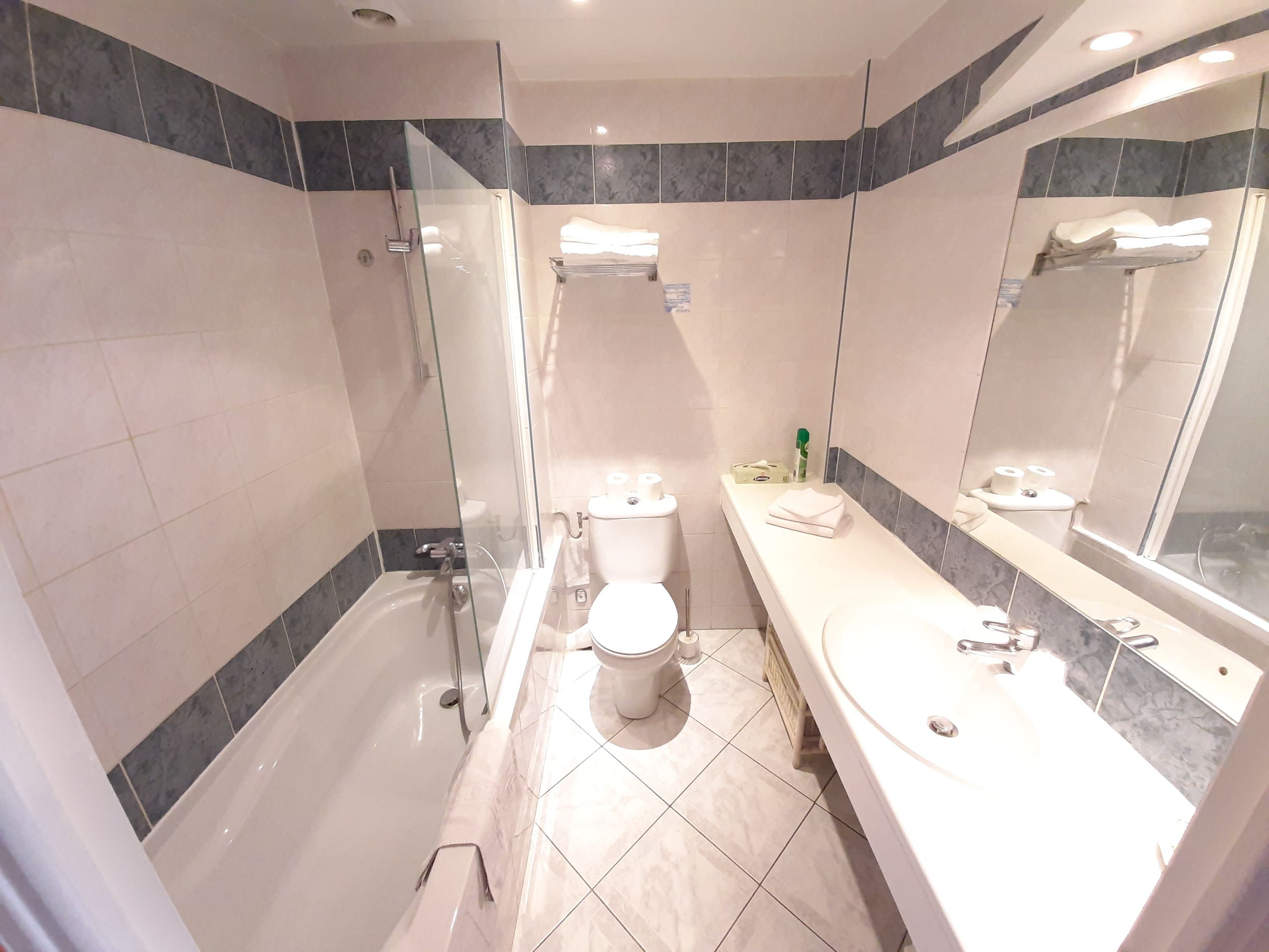 double room, garden view | bathroom | combined shower/bathtub, hair dryer, towels
