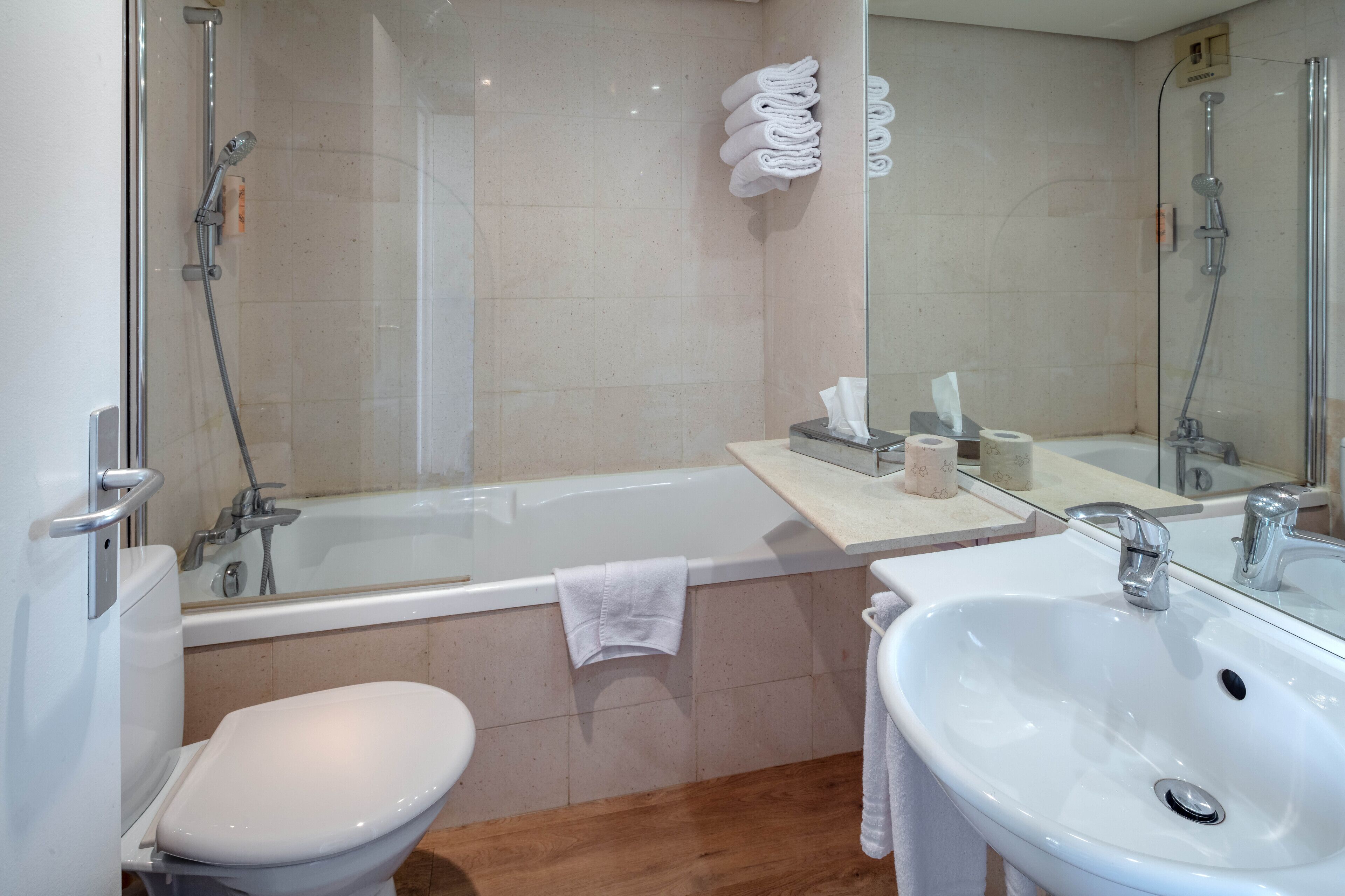 free toiletries, hair dryer, towels