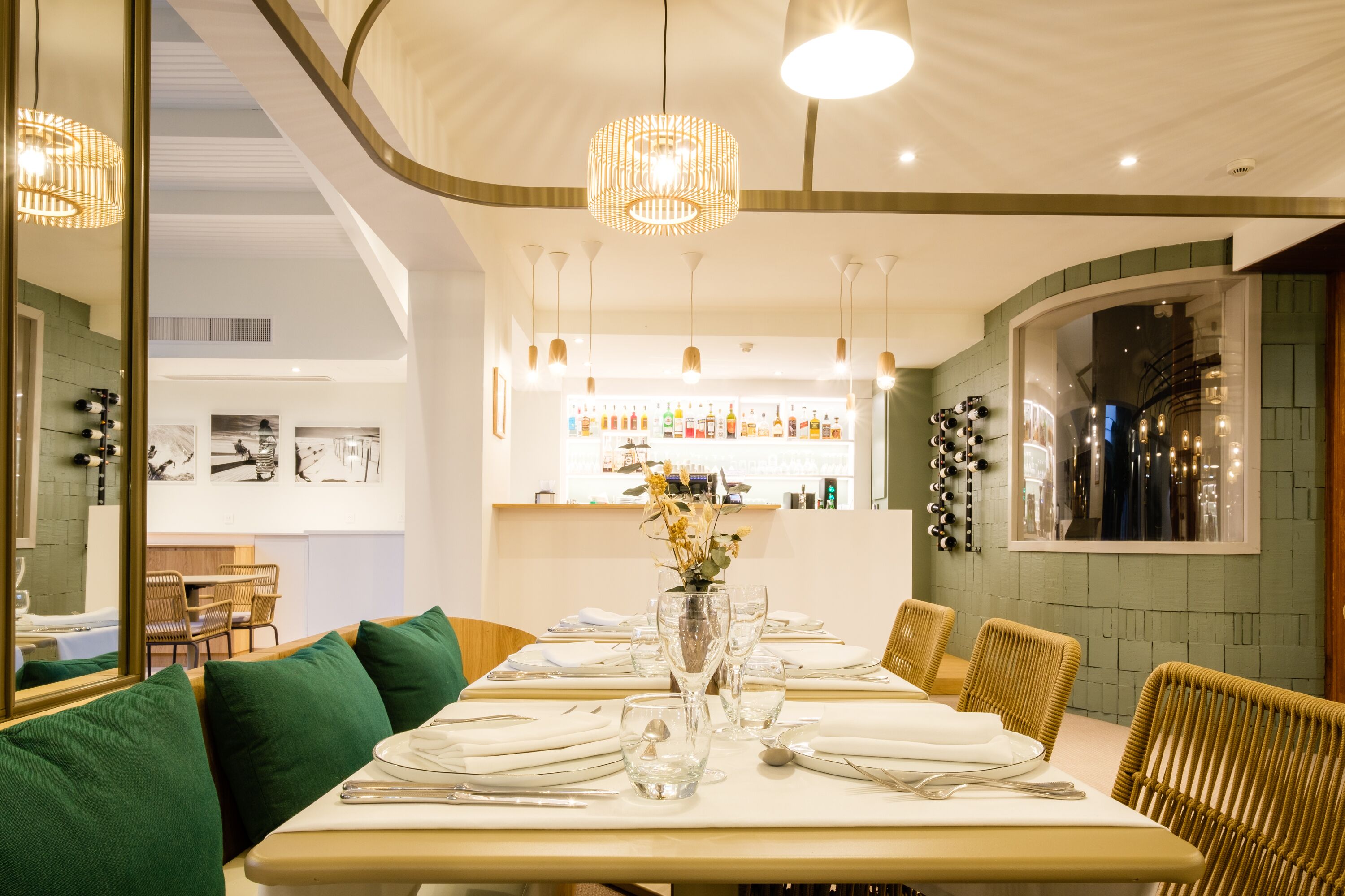 dinner served, french cuisine, pool views