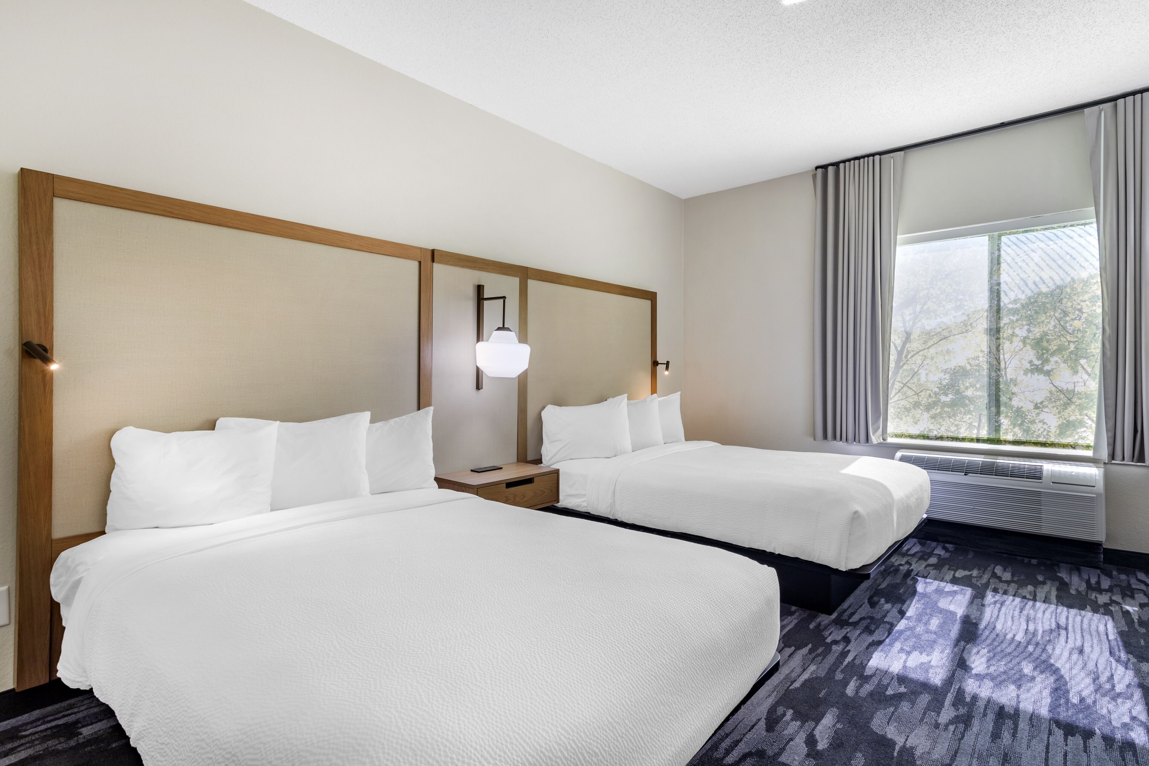 room, 2 double beds | desk, blackout curtains, iron/ironing board, free wifi