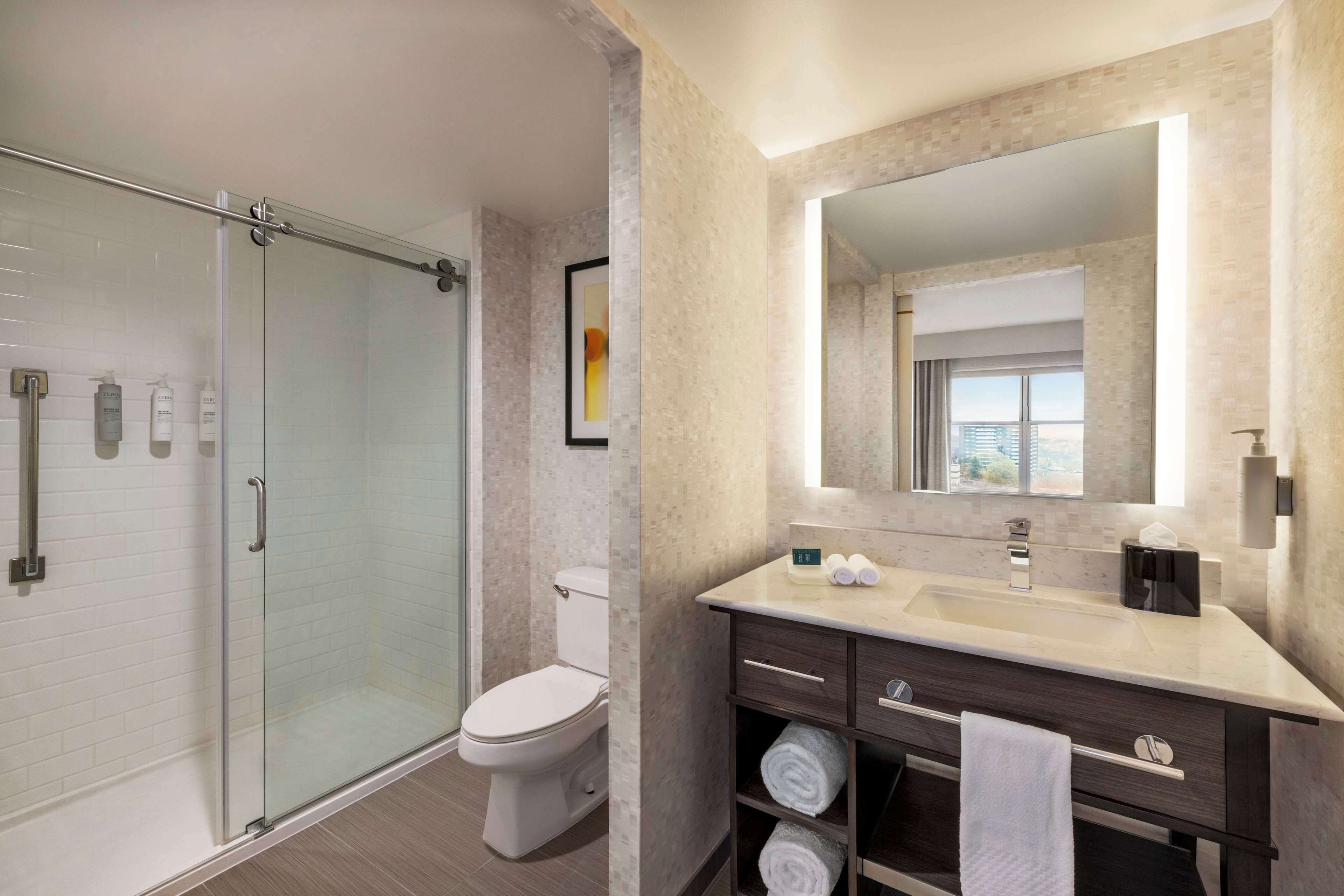 studio suite, 1 king bed | bathroom shower