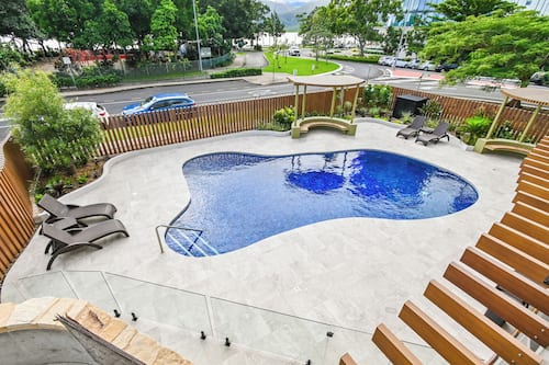 Outdoor pool, sun loungers