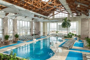 Indoor pool, 2 outdoor pools, pool umbrellas, sun loungers