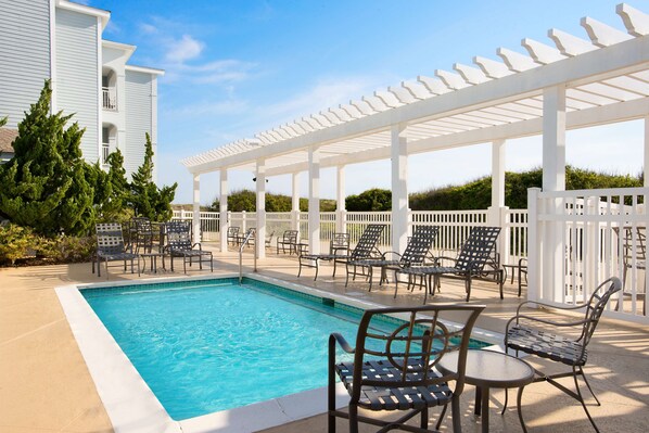 Indoor pool, 2 outdoor pools, open 9 AM to 10 PM, pool umbrellas