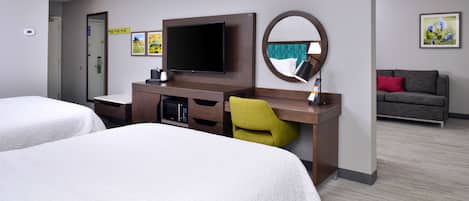Family Room, 2 Queen Beds, Non Smoking | Desk, iron/ironing board, free WiFi, bed sheets
