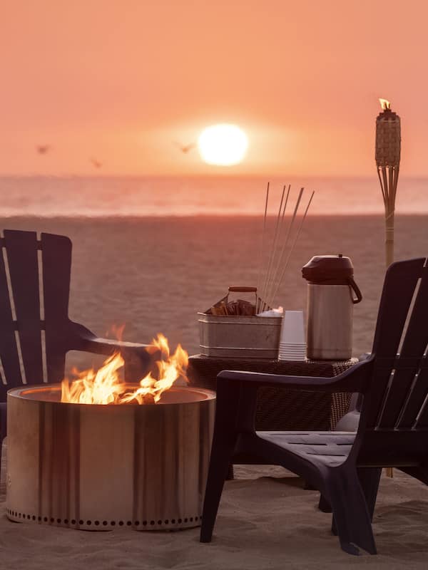 On the beach, sun loungers, beach umbrellas, beach towels
