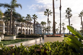 Hotel room view looking out at Hyatt Regency Huntington Beach Resort and Spa