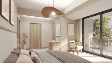 Vila Eksekutif, pemandangan laut | 1 kamar tidur, minibar, brankas, dan meja kerja