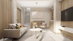 Executive Villa, Sea View | Living area | 19-inch LCD TV with cable channels, TV