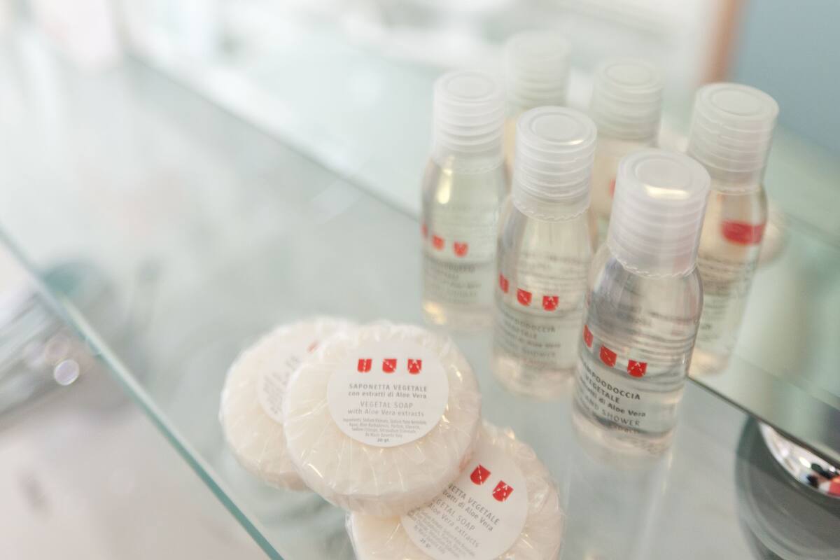 shower, free toiletries, hair dryer, bidet