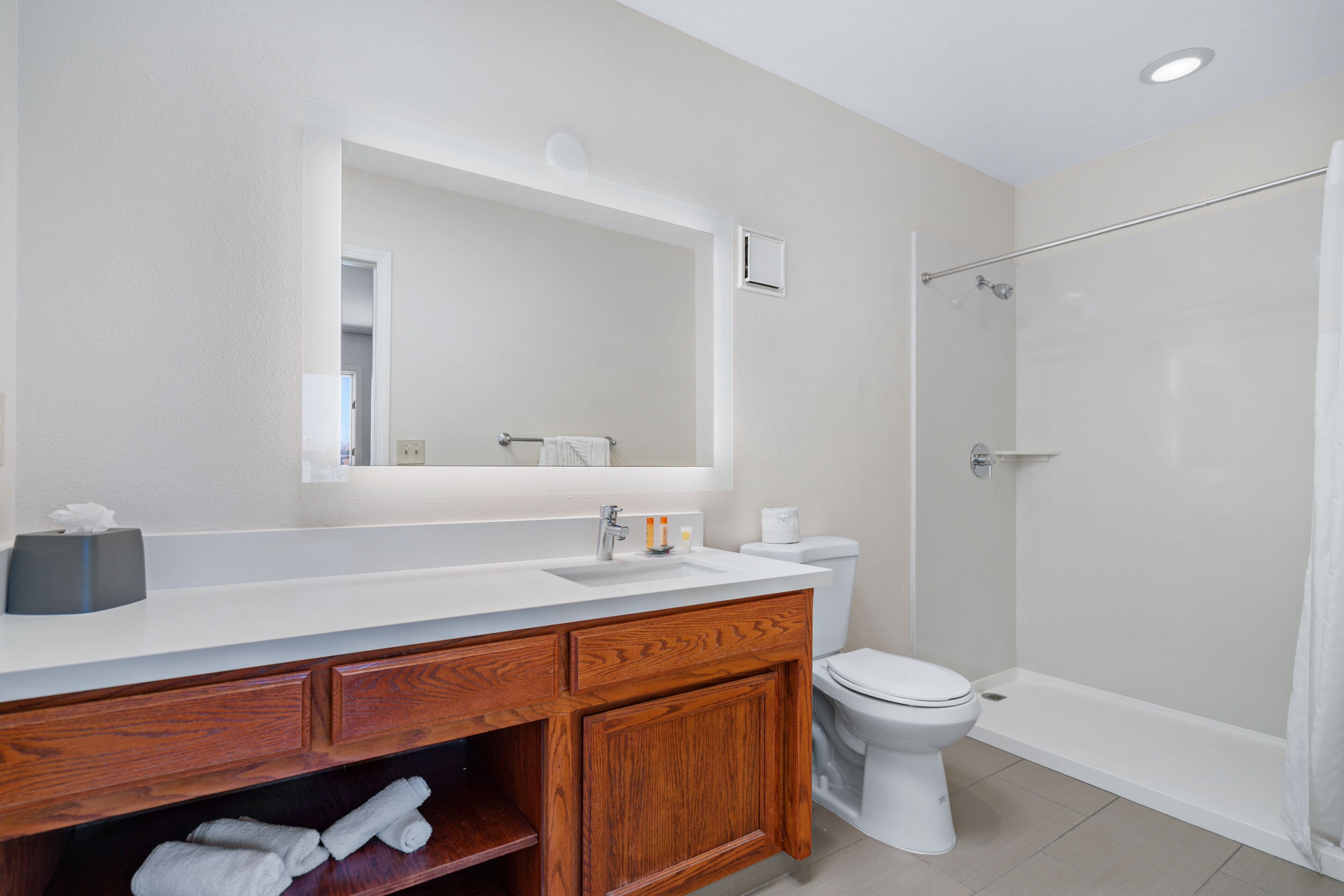 deluxe room, 1 queen bed | bathroom | combined shower/bathtub, hydromassage showerhead, free toiletries