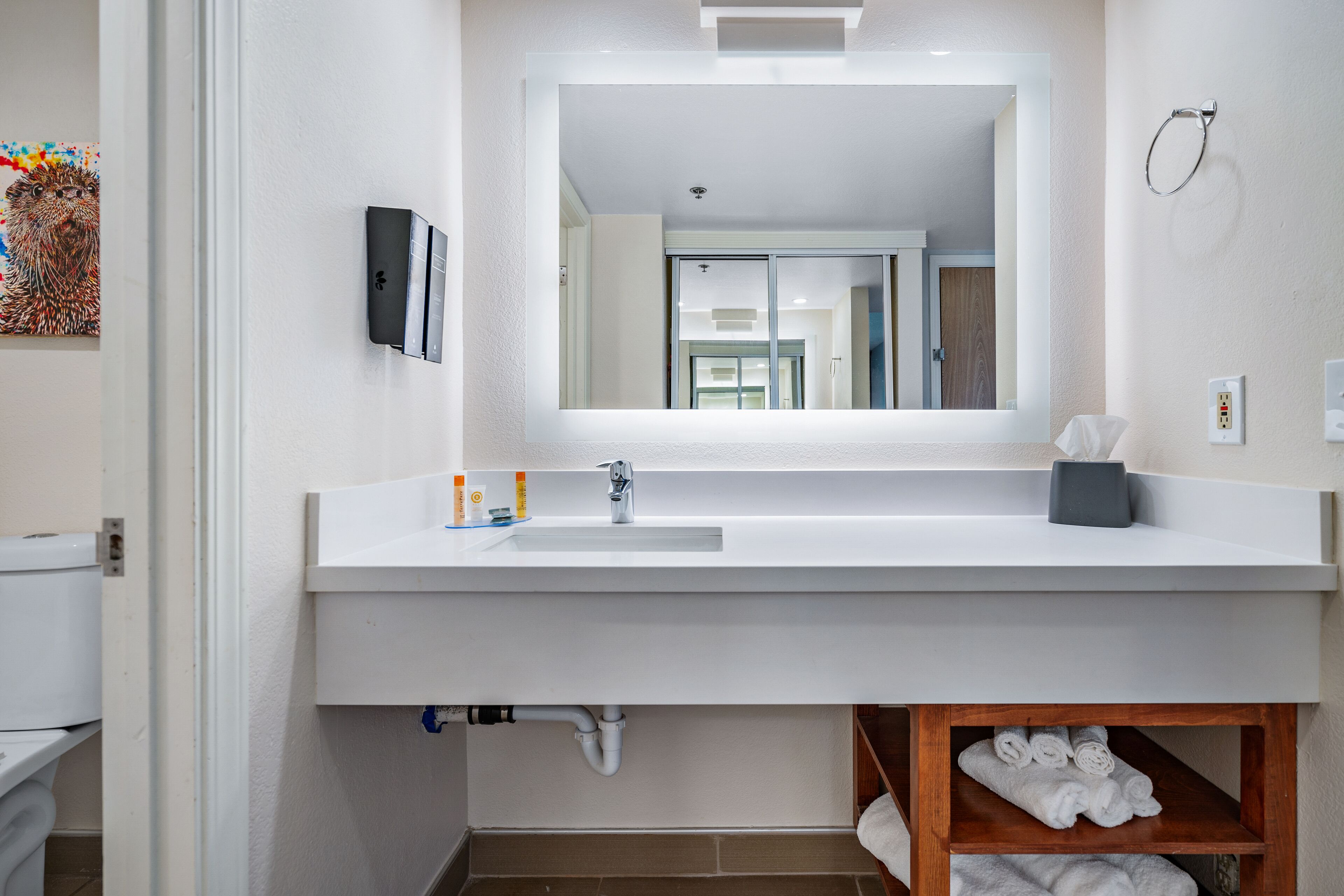 combined shower/bathtub, hydromassage showerhead, free toiletries