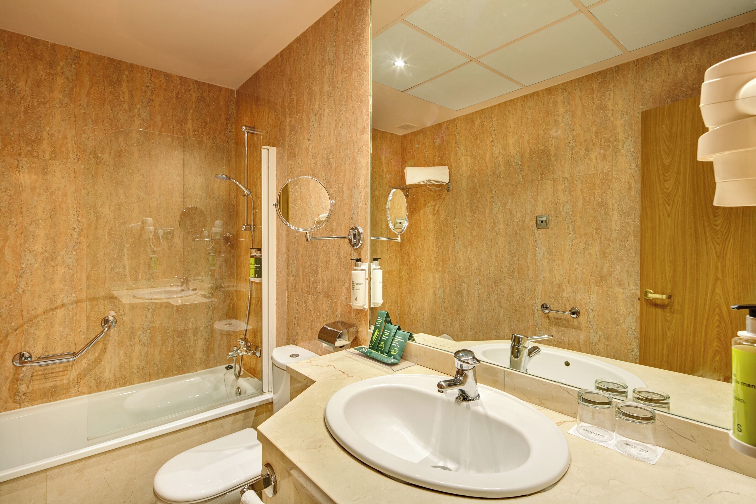 hair dryer, bidet, towels