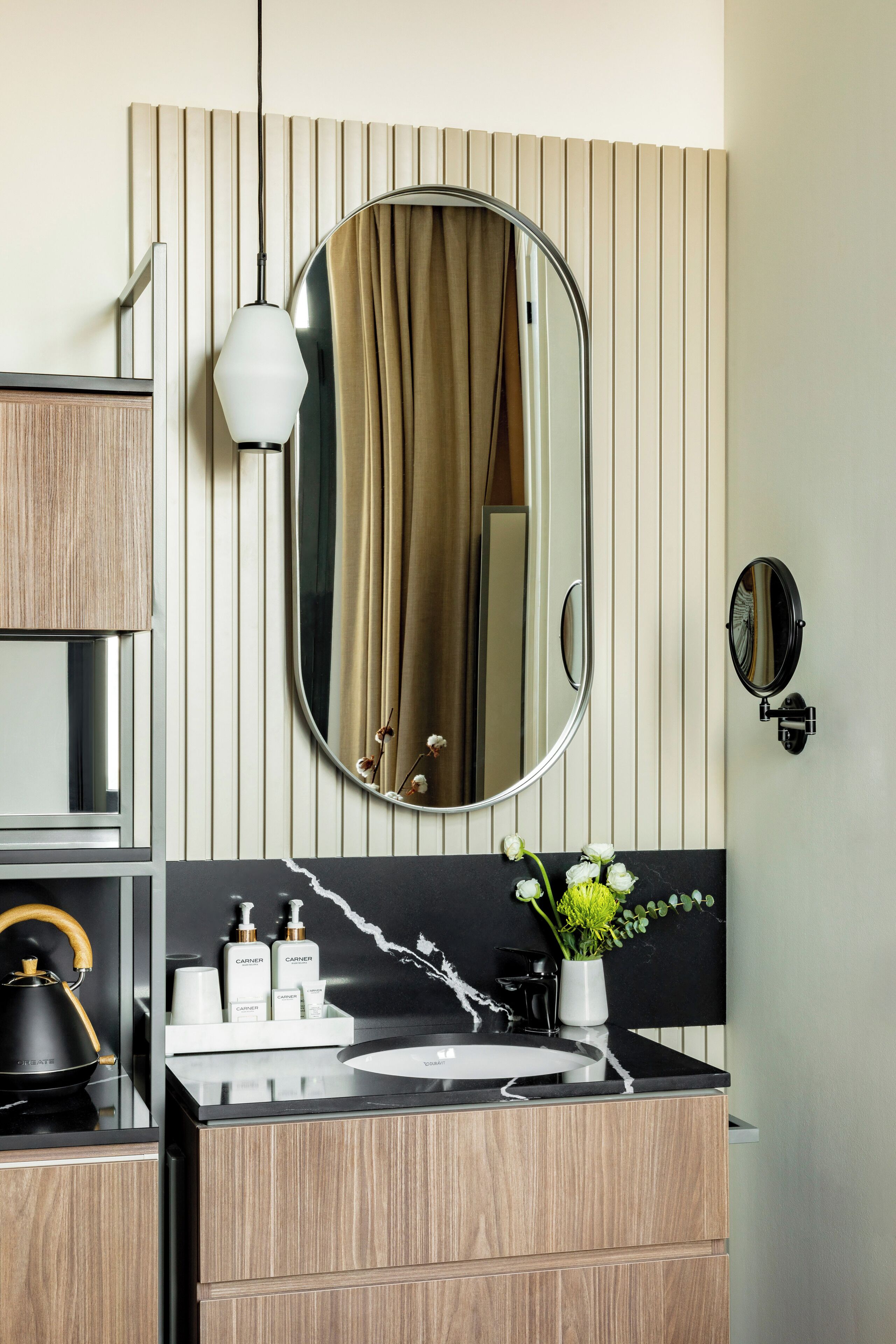 hair dryer, bathrobes, slippers, towels