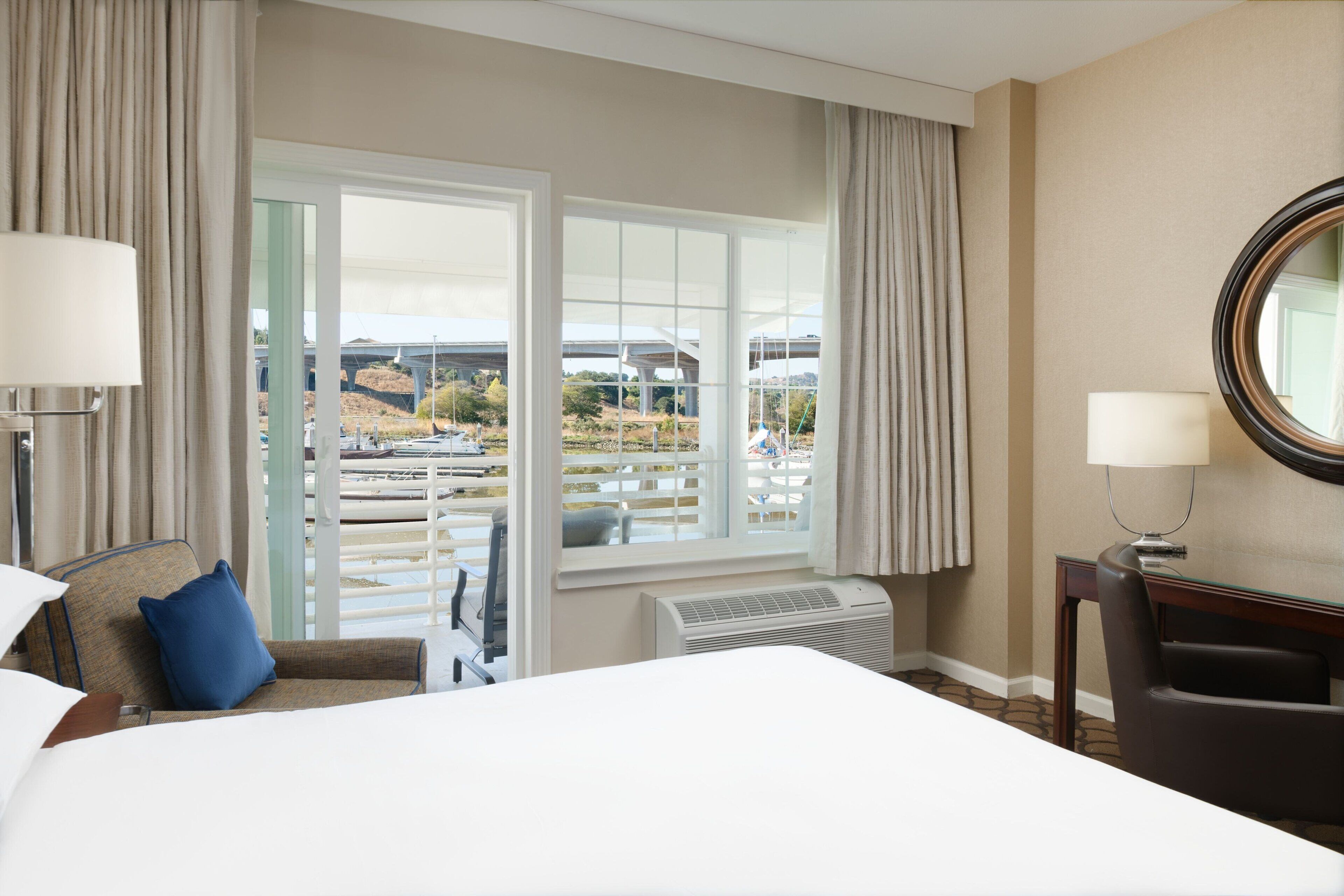 hypo-allergenic bedding, in-room safe, desk, blackout curtains