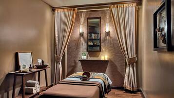 Hot tub, steam room, body treatments, deep-tissue massages, body wraps