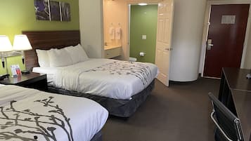 Standard Room, 2 Queen Beds, Non Smoking | In-room safe, desk, blackout curtains, iron/ironing board