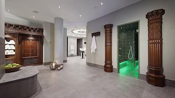 Couples treatment room(s), sauna, hot tub, steam room, body treatments