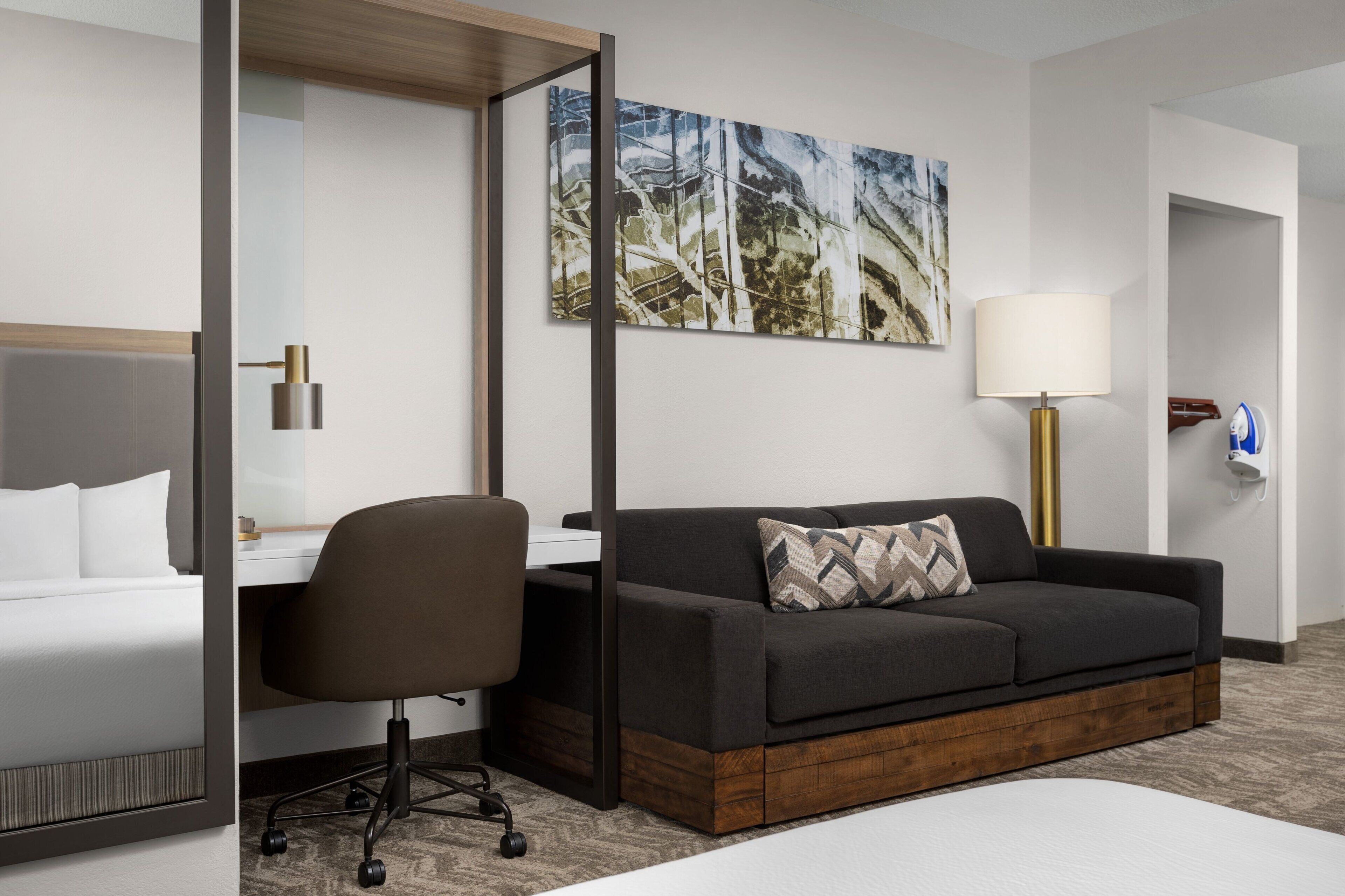 in-room safe, desk, laptop workspace, iron/ironing board