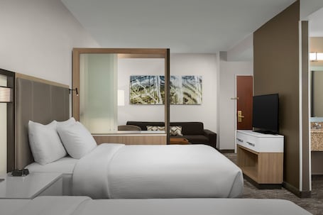 In-room safe, desk, laptop workspace, iron/ironing board. SpringHill Suites by Marriott Boston Peabody