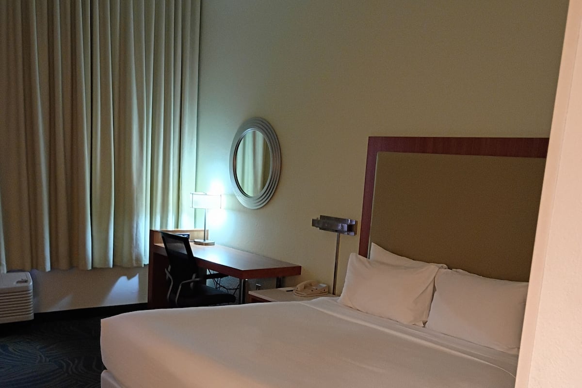 Suite, 1 kingsize bed, rolstoeltoegankelijke douche (Roll-In Shower, Mobility) | 1 slaapkamer, een kluis op de kamer, een bureau, een laptopwerkplek