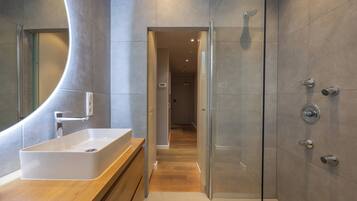 Eco-friendly toiletries, hair dryer, towels, soap