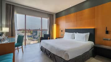 Down duvets, minibar, in-room safe, desk