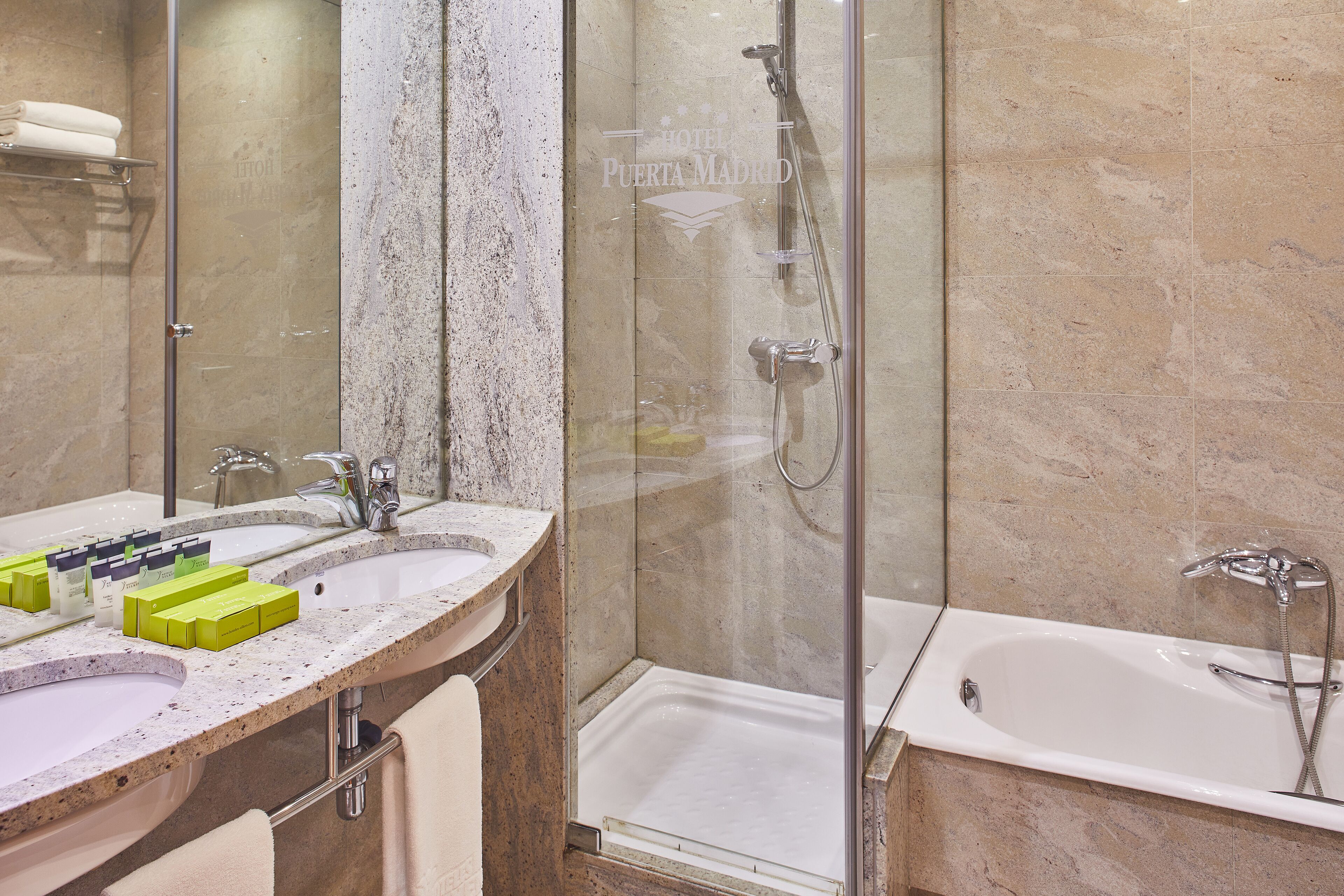 separate bathtub and shower, eco-friendly toiletries, hair dryer, bidet
