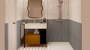 Eco-friendly toiletries, hair dryer, bathrobes, towels