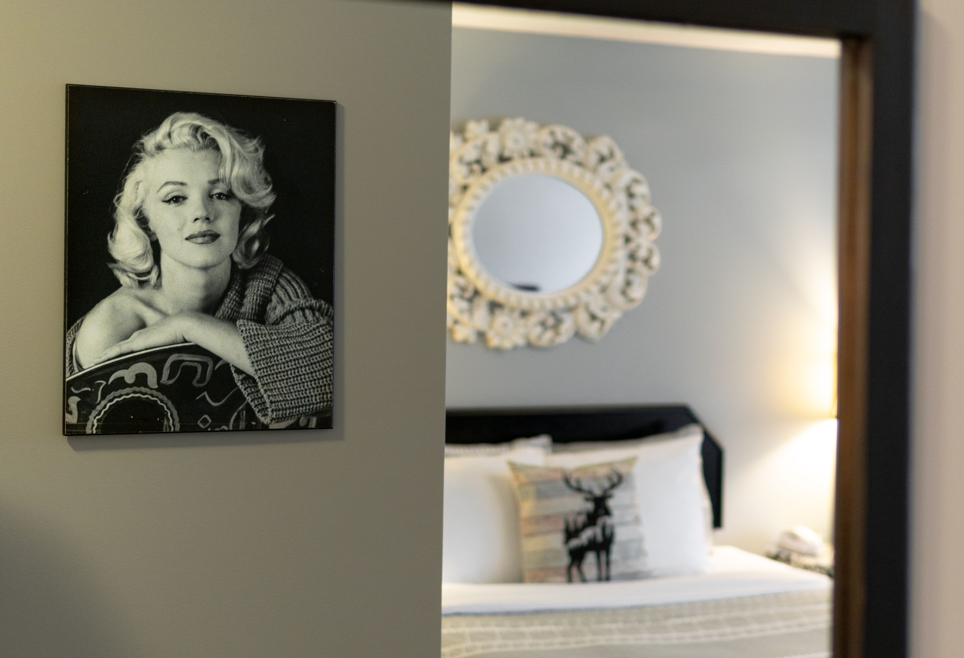 black and white queen room | iron/ironing board, free wifi, bed sheets