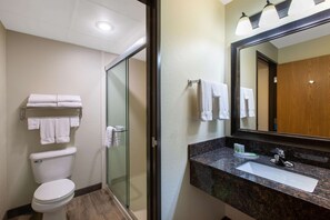 Dusche, kostenlose Toilettenartikel, Haartrockner, Handtücher