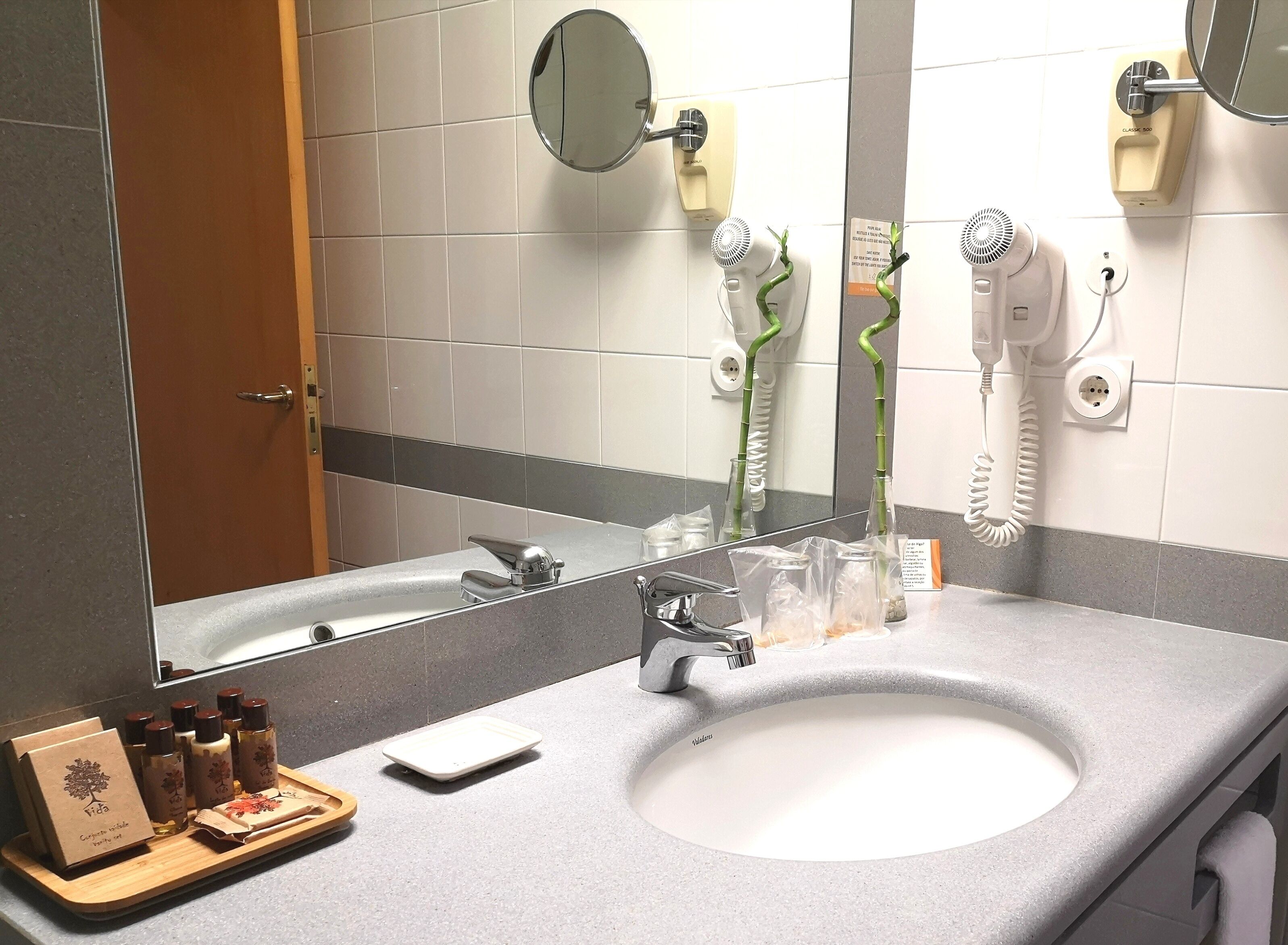 free toiletries, hair dryer, bidet, towels