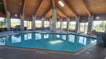Indoor pool, open 8:00 AM to 10:00 PM, sun loungers