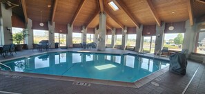 Indoor pool, open 8:00 AM to 10:00 PM, sun loungers